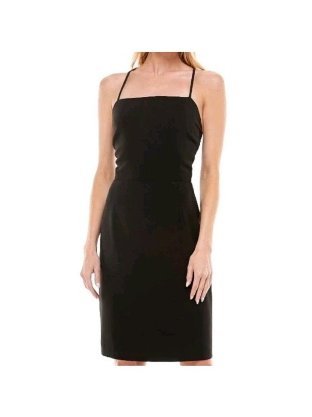 June & Hudson Women’s Size Small Tie‑Back Straight Neck Bodycon Dress